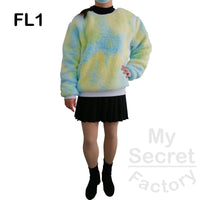 Reversible Flannel Super Soft Tie Dye Sweatshirts Crew Neck Double Layer