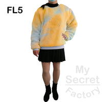 Reversible Flannel Super Soft Tie Dye Sweatshirts Crew Neck Double Layer