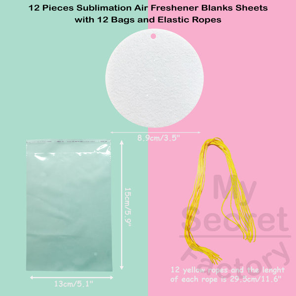 12 Pieces Round Air Freshener Sheets with 12 bags and Ropes