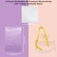 12 Pieces Square Air Freshener Sheets with 12 bags and Ropes