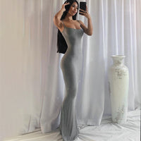 Long Spaghetti Strap Slim Waist Dress