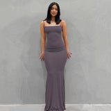 Long Spaghetti Strap Slim Waist Dress