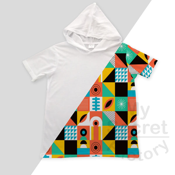 All Over Print Ombre Hoodie T-Shirt Short Sleeve